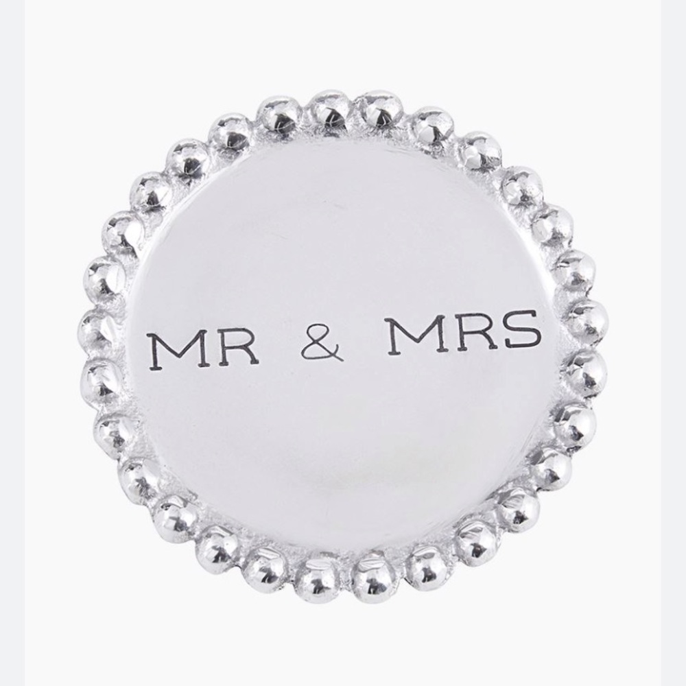 Mr. and Mrs. Embossed Silver Coasters Set of 4 Wedding Gift